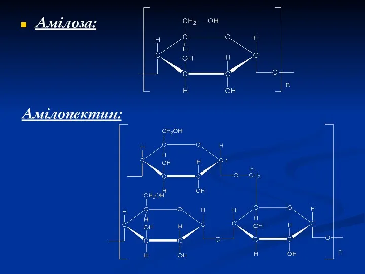Амілоза: Амілопектин: