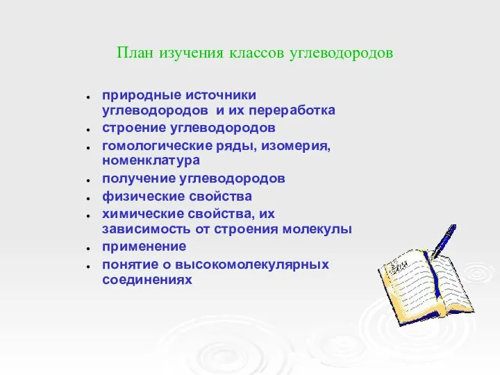 План изучения классов углеводородов природные источники углеводородов и их переработка строение