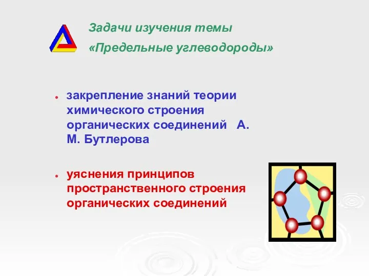 Задачи изучения темы «Предельные углеводороды» закрепление знаний теории химического строения органических