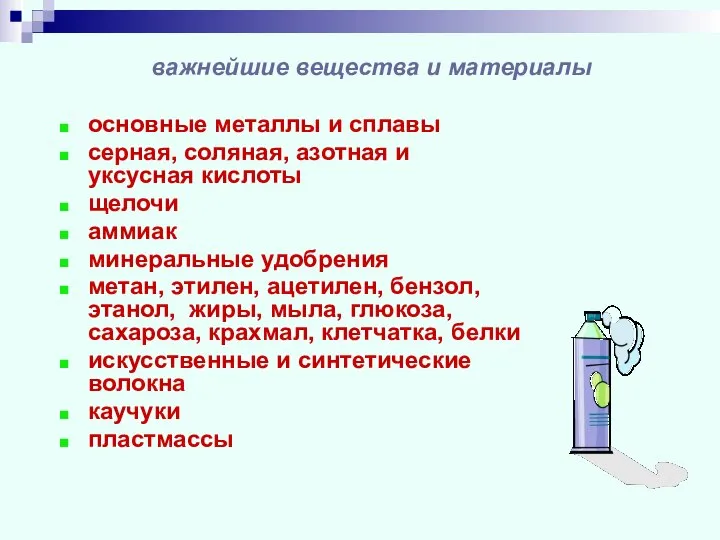 основные металлы и сплавы серная, соляная, азотная и уксусная кислоты щелочи