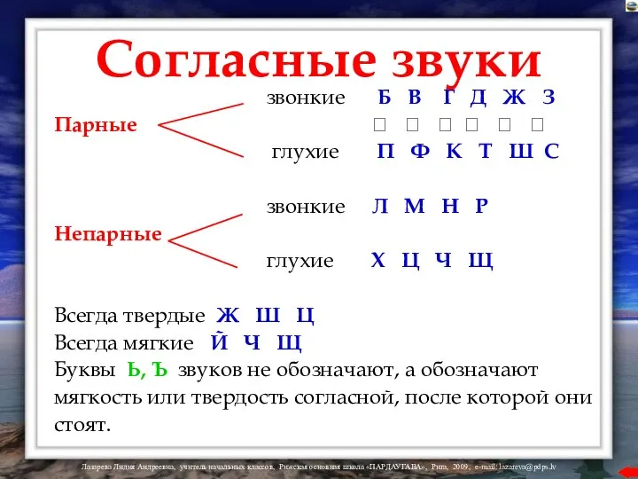 Согласные звуки звонкие Б В Г Д Ж З Парные ?