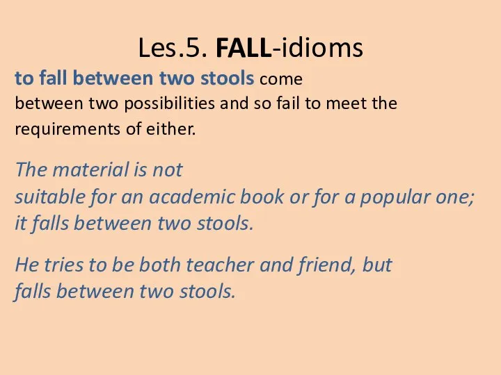 Les.5. FALL-idioms to fall between two stools come between two possibilities