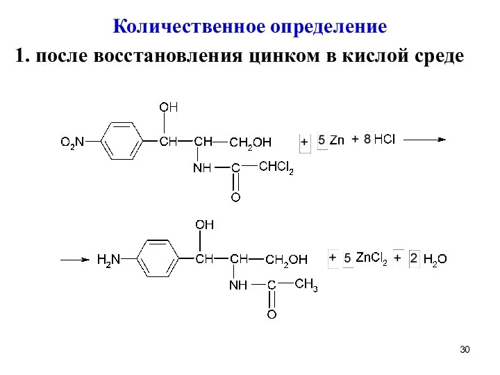 Количественное определение 1. после восстановления цинком в кислой среде