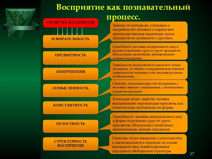 Восприятие как познавательный процесс. СТРУКТУРНОСТЬ ВОСПРИЯТИЯ Свойство, тесно связанное с целостностью