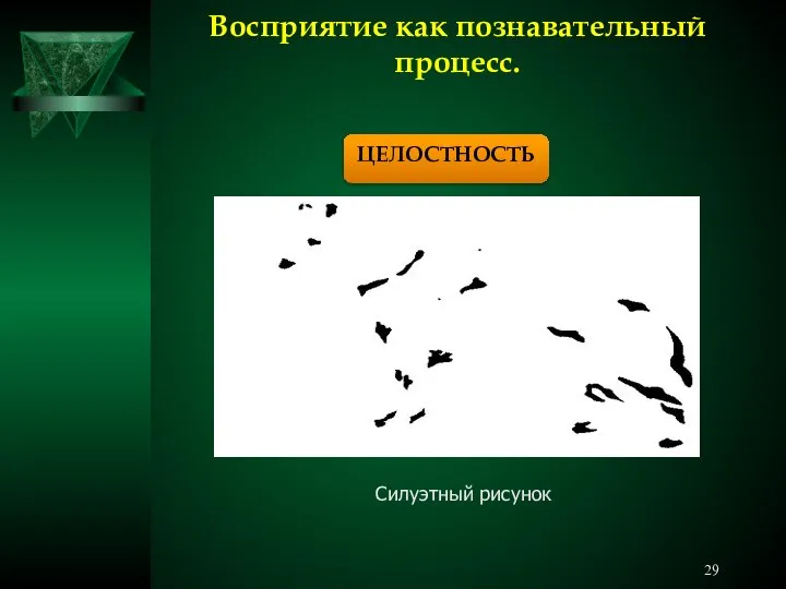 Восприятие как познавательный процесс. ЦЕЛОСТНОСТЬ Силуэтный рисунок