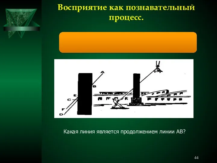 Восприятие как познавательный процесс. Какая линия является продолжением линии АВ?