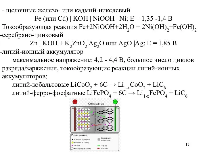 - щелочные железо- или кадмий-никелевый Fe (или Cd) | KOH |