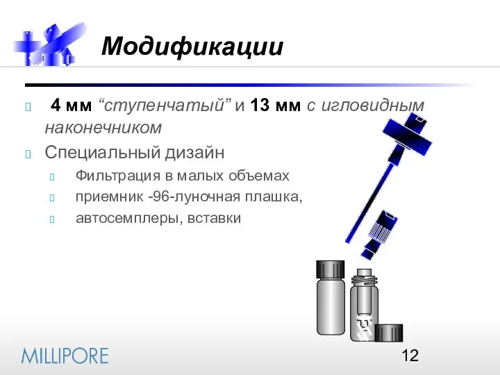 Модификации 4 мм “ступенчатый” и 13 мм с игловидным наконечником Специальный