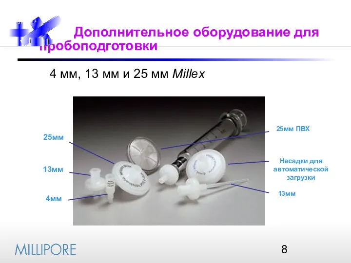 Дополнительное оборудование для пробоподготовки 4 мм, 13 мм и 25 мм Millex Насадки для автоматической загрузки