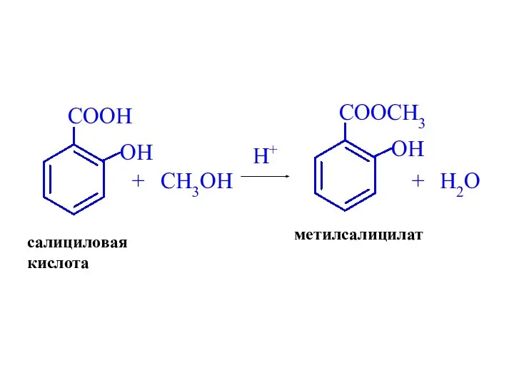 + CH3OH H+ метилсалицилат + H2O салициловая кислота