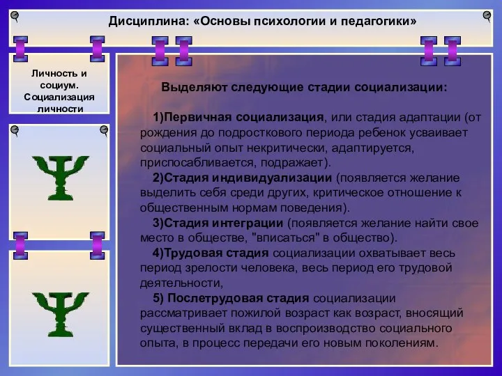 Дисциплина: «Основы психологии и педагогики» Личность и социум. Социализация личности