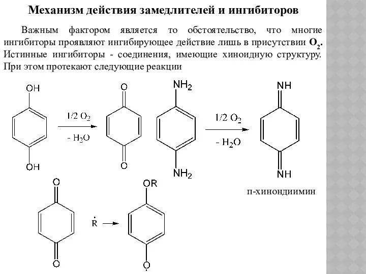 Механизм действия замедлителей и ингибиторов Важным фактором является то обстоятельство, что