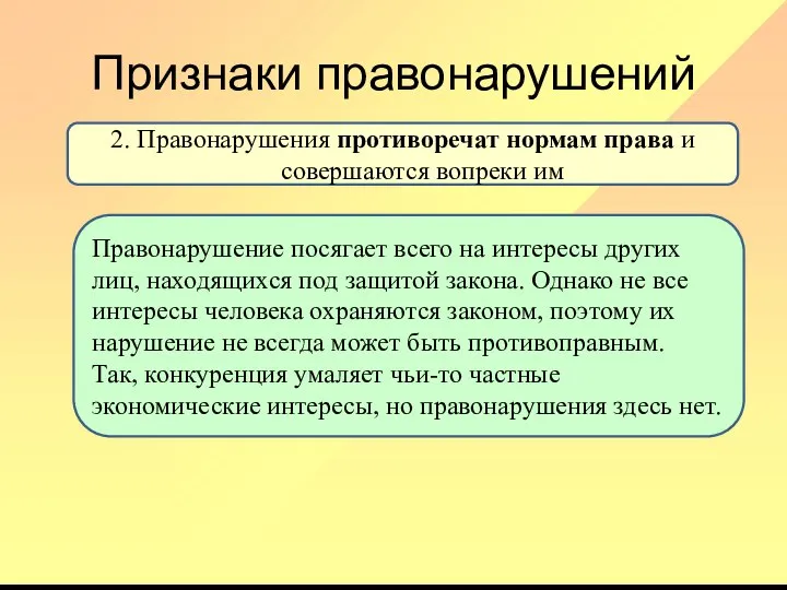 Признаки правонарушений 2. Правонарушения противоречат нормам права и совершаются вопреки им