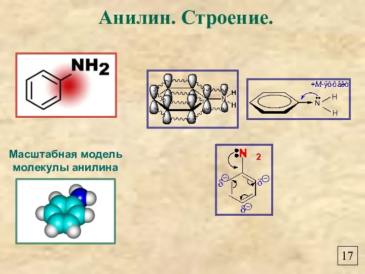 Масштабная модель молекулы анилина Анилин. Строение. 17