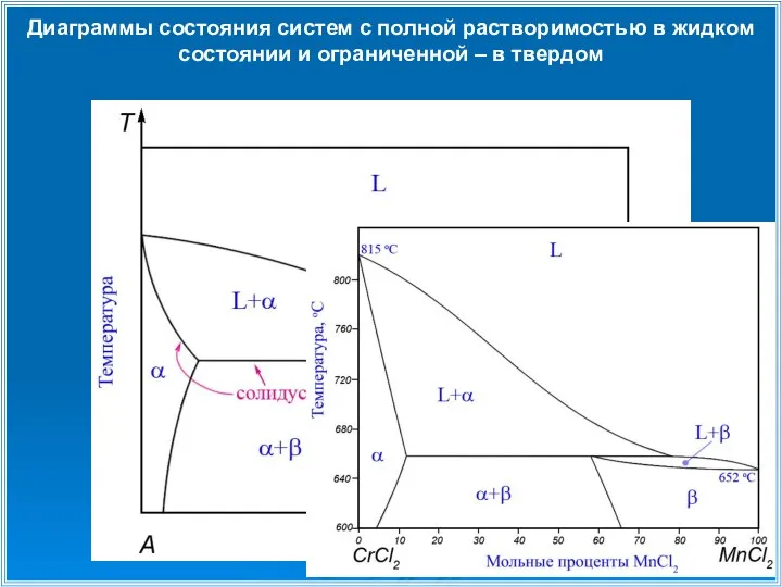 Диаграммы состояния систем с полной растворимостью в жидком состоянии и ограниченной – в твердом