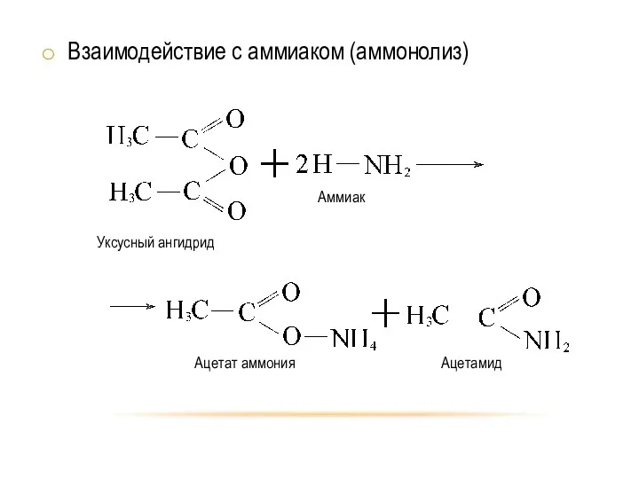 Взаимодействие с аммиаком (аммонолиз)