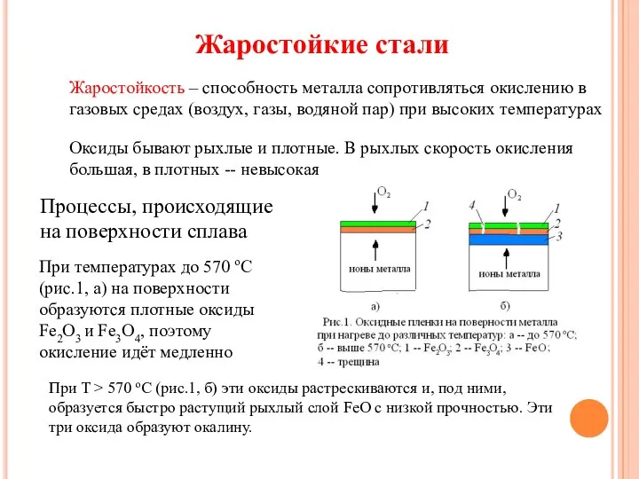 Жаростойкие стали Жаростойкость – способность металла сопротивляться окислению в газовых средах