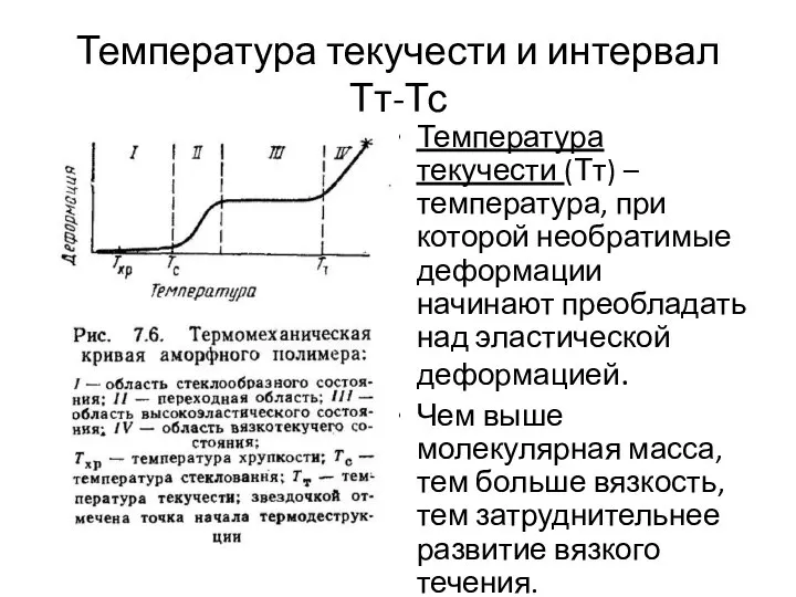 Температура текучести и интервал Тт-Тс Температура текучести (Тт) – температура, при