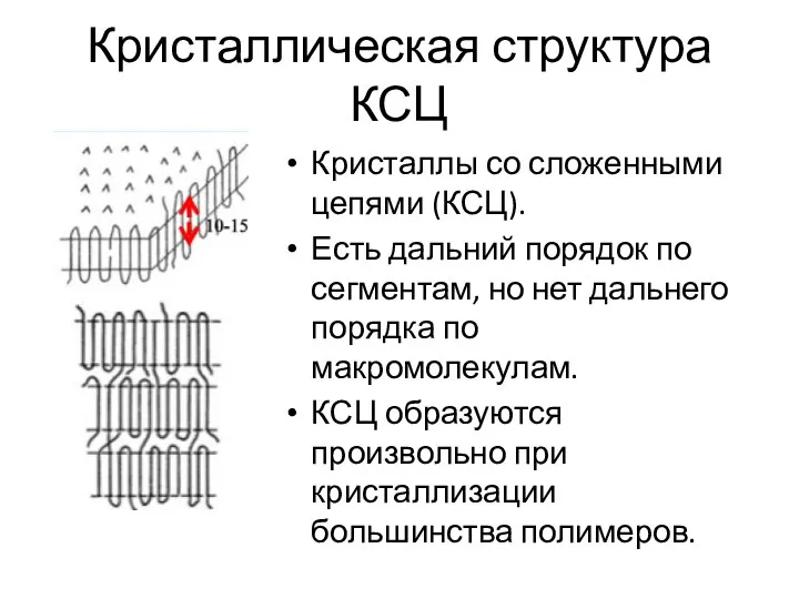 Кристаллическая структура КСЦ Кристаллы со сложенными цепями (КСЦ). Есть дальний порядок