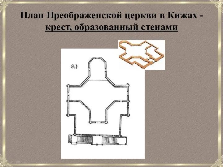 План Преображенской церкви в Кижах - крест, образованный стенами