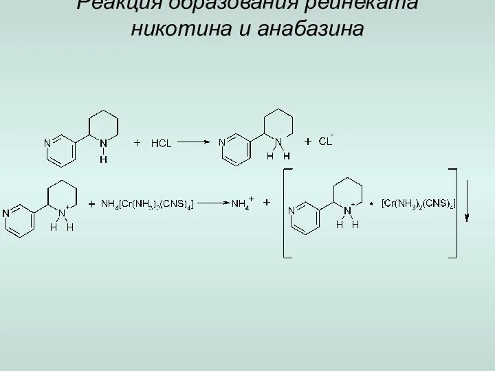 Реакция образования рейнеката никотина и анабазина