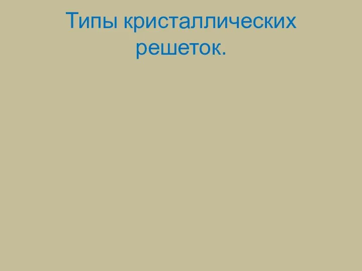 Типы кристаллических решеток.