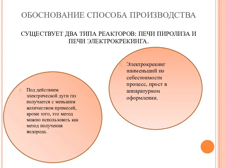 ОБОСНОВАНИЕ СПОСОБА ПРОИЗВОДСТВА СУЩЕСТВУЕТ ДВА ТИПА РЕАКТОРОВ: ПЕЧИ ПИРОЛИЗА И ПЕЧИ