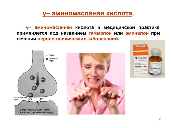 γ– аминомасляная кислота. γ– аминомасляная кислота в медицинской практике применяется под