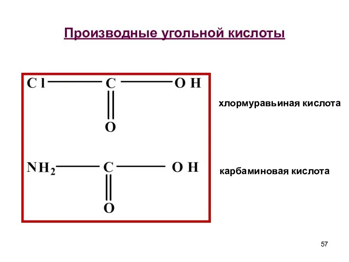 Производные угольной кислоты хлормуравьиная кислота карбаминовая кислота