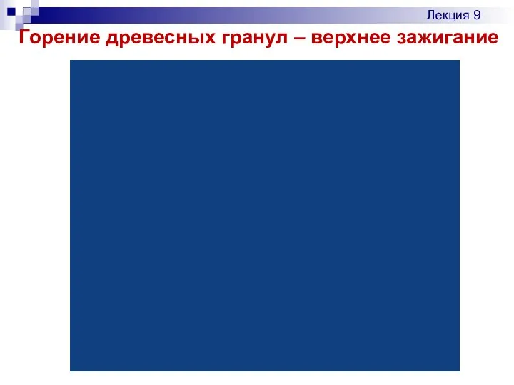 Горение древесных гранул – верхнее зажигание Лекция 9