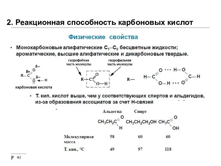 2. Реакционная способность карбоновых кислот