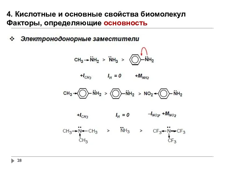 4. Кислотные и основные свойства биомолекул Факторы, определяющие основность