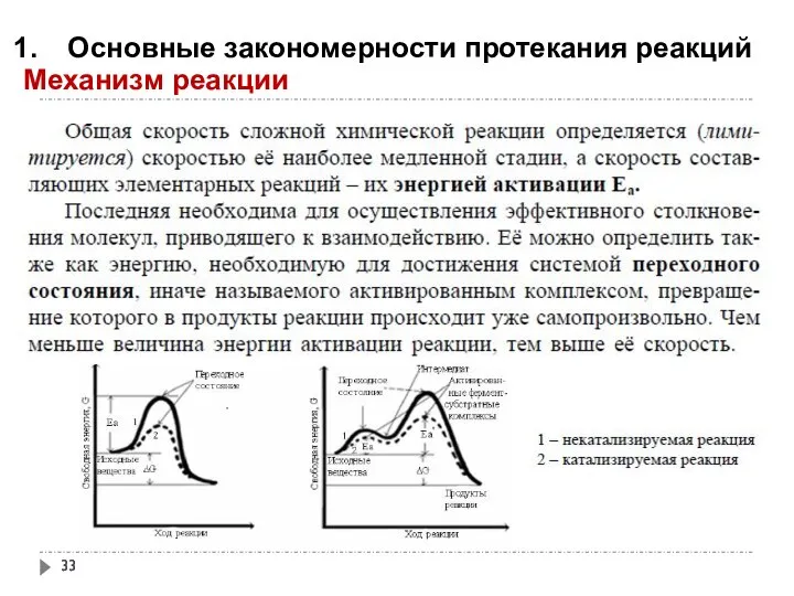 Основные закономерности протекания реакций Механизм реакции