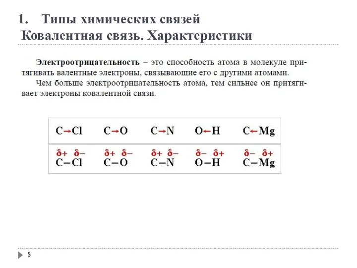 Типы химических связей Ковалентная связь. Характеристики