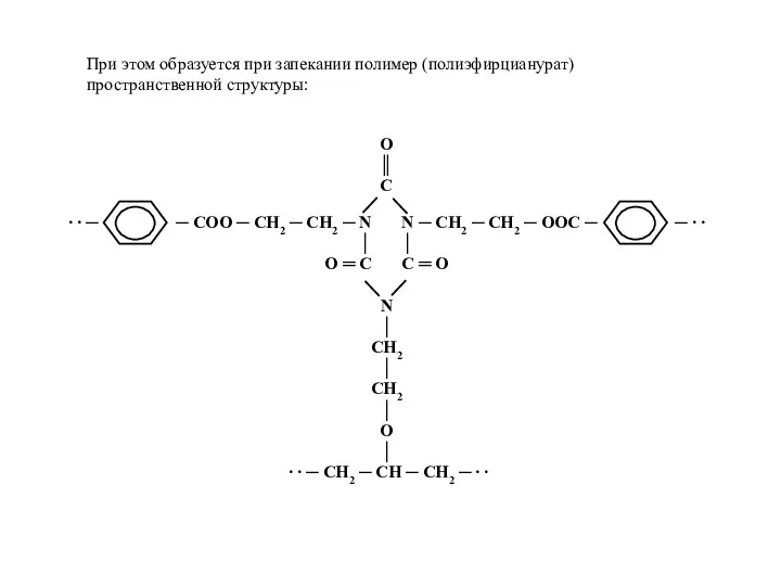 При этом образуется при запекании полимер (полиэфирцианурат) пространственной структуры: