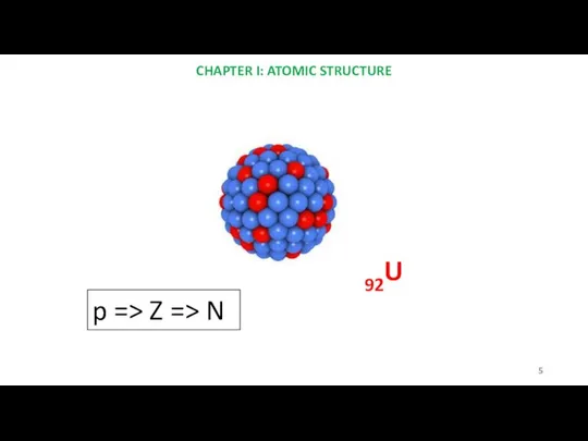 92U CHAPTER I: ATOMIC STRUCTURE p => Z => N