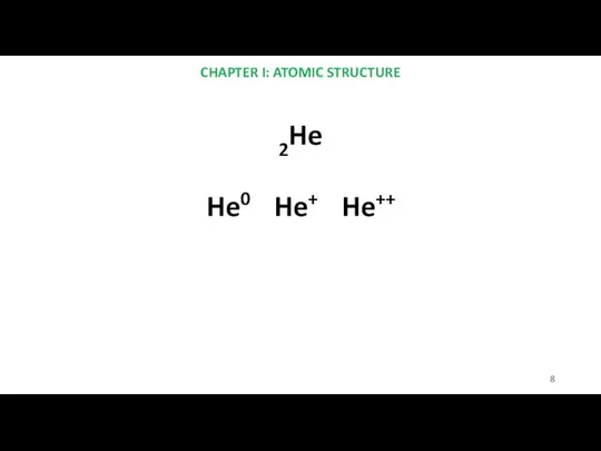 CHAPTER I: ATOMIC STRUCTURE 2He He0 He+ He++