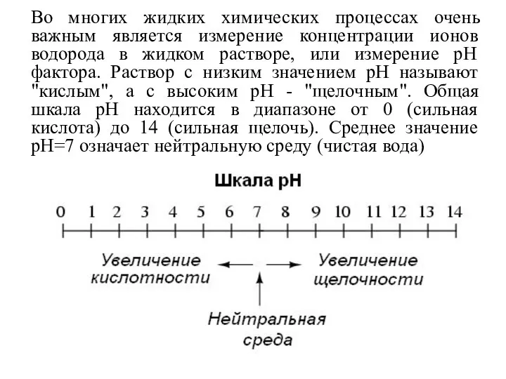 Во многих жидких химических процессах очень важным является измерение концентрации ионов