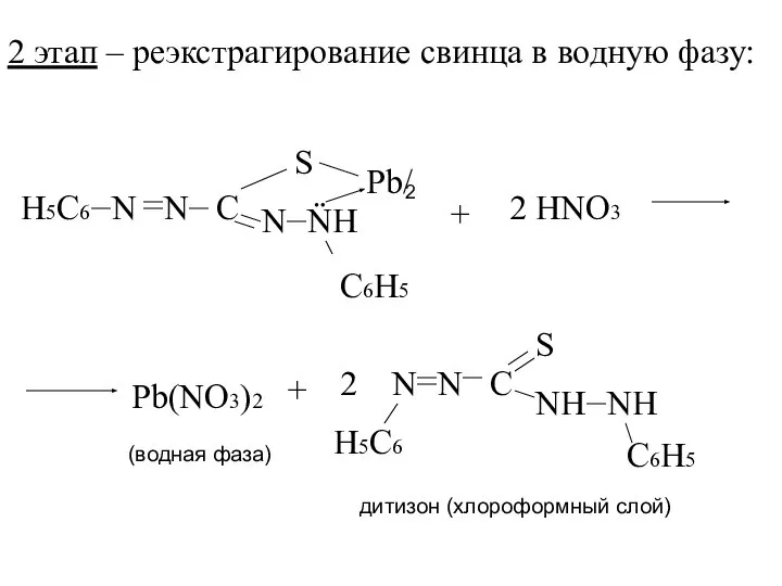 2 этап – реэкстрагирование свинца в водную фазу: N N C