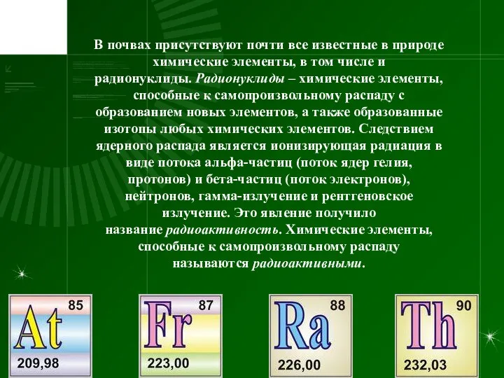 В почвах присутствуют почти все известные в природе химические элементы, в