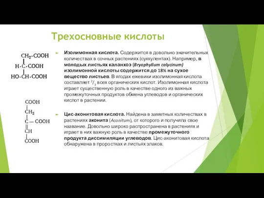 Изолимонная кислота. Содержится в довольно значительных количествах в сочных растениях (суккулентах).