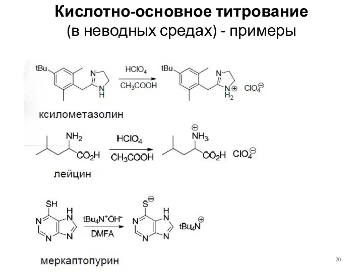 Кислотно-основное титрование (в неводных средах) - примеры