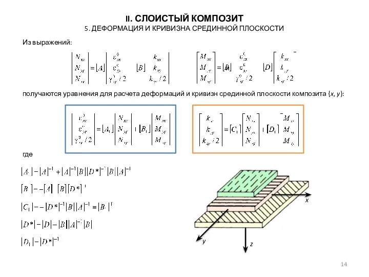 Из выражений: и получаются уравнения для расчета деформаций и кривизн срединной