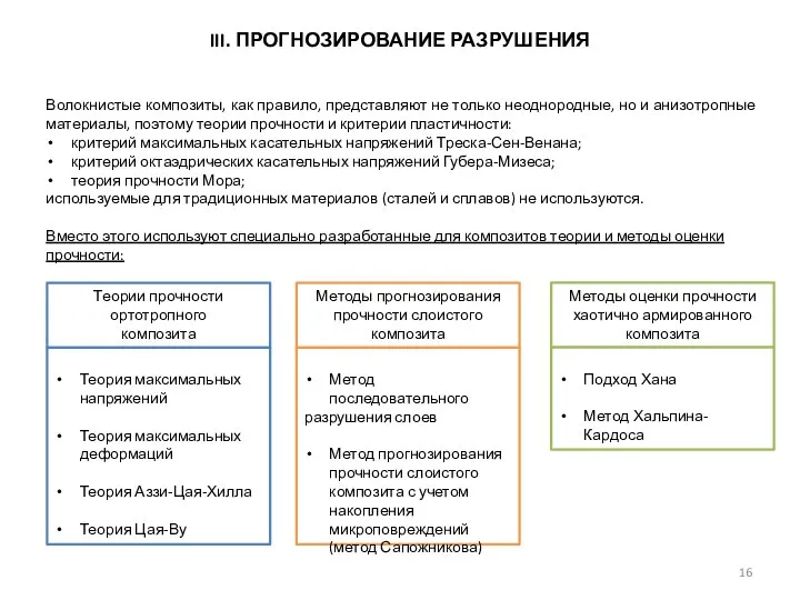 III. ПРОГНОЗИРОВАНИЕ РАЗРУШЕНИЯ Волокнистые композиты, как правило, представляют не только неоднородные,