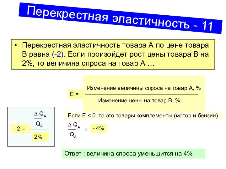 Перекрестная эластичность товара А по цене товара В равна (-2). Если