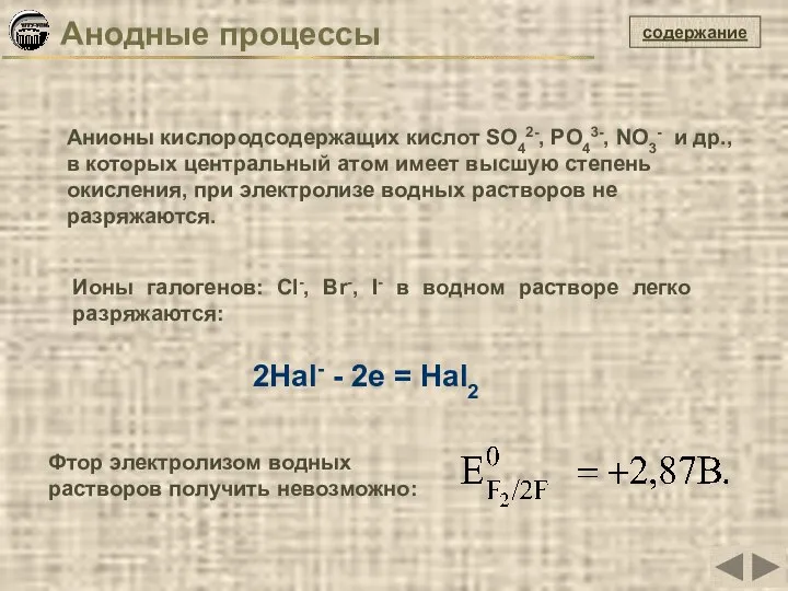 содержание Анионы кислородсодержащих кислот SO42-, PO43-, NO3- и др., в которых