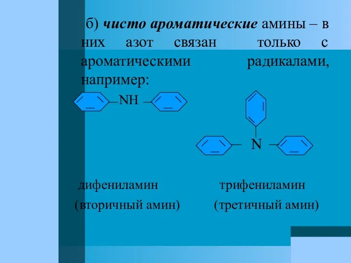 б) чисто ароматические амины – в них азот связан только с