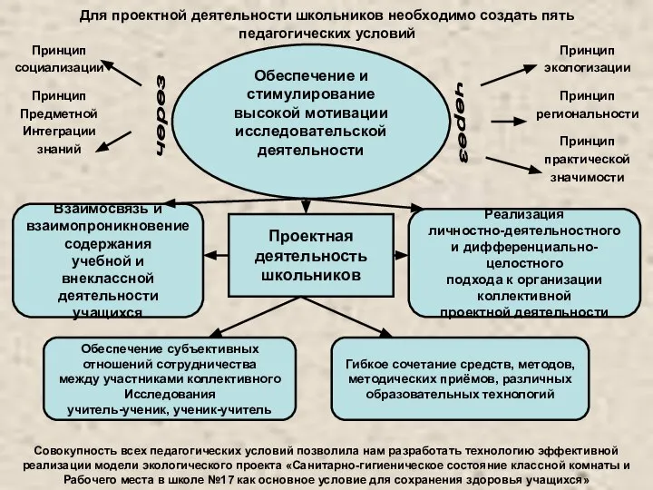 Для проектной деятельности школьников необходимо создать пять педагогических условий Принцип социализации