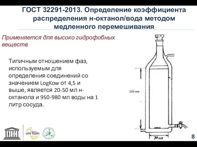 ГОСТ 32291-2013. Определение коэффициента распределения н-октанол/вода методом медленного перемешивания Типичным отношением