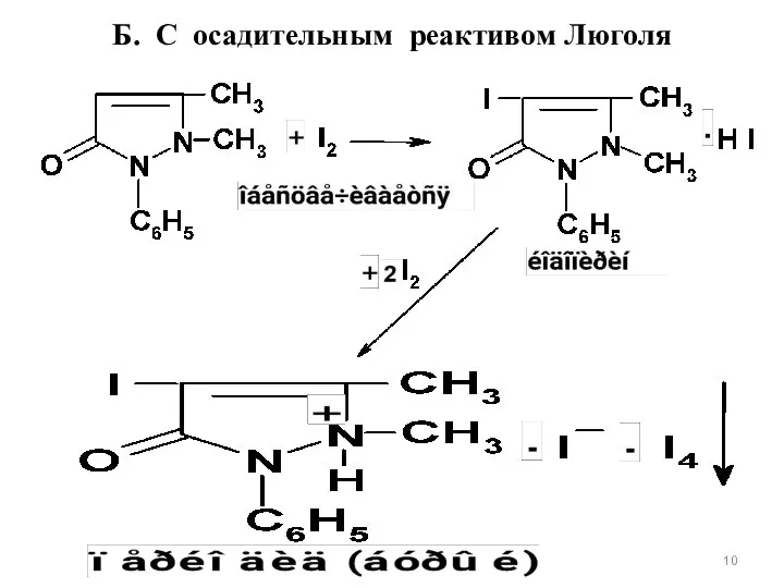 Б. С осадительным реактивом Люголя